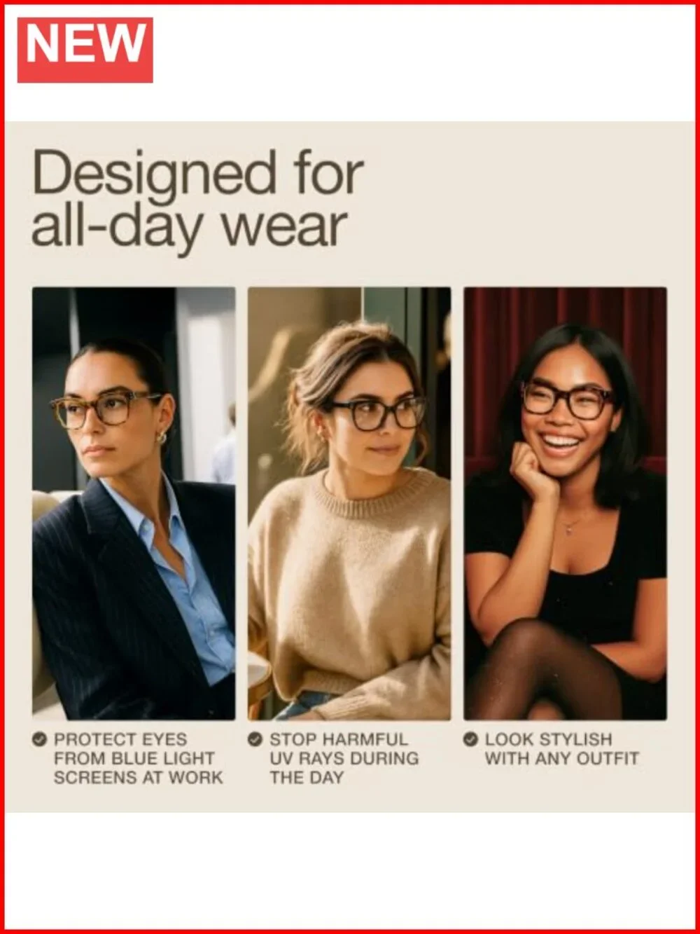Oversized Blue Light Blocking Glasses for Women - Stylish Chunky Frames UV400